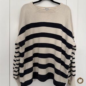 Madewell Cream and Black Striped Sweater